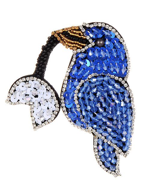 Fashion Sapphire Blue Full Diamond Design Bird Shape Brooch
