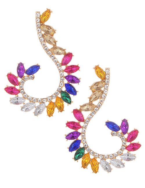 Elegant Multi-color Diamond Decorated Color Matching Earrings