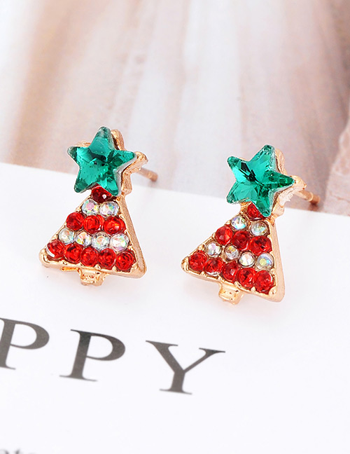 Elegant Multi-color Christmas Tree Shape Design Simple Earrings