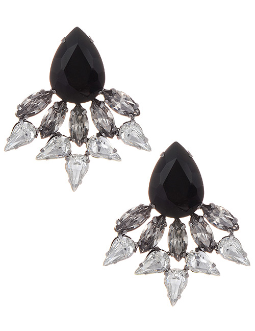 Elegant Black Waterdrop Shape Design Hollow Out Earrings