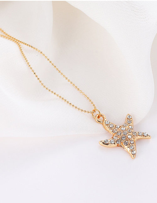 Elegant Gold Color Starfish Pendant Decorated Simple Necklace