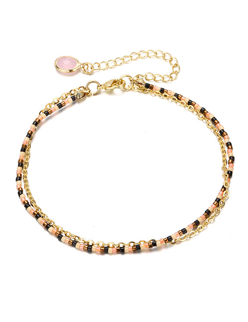 Fashion Gold Color+pink Beads Decorated Color Matching Bracelet
