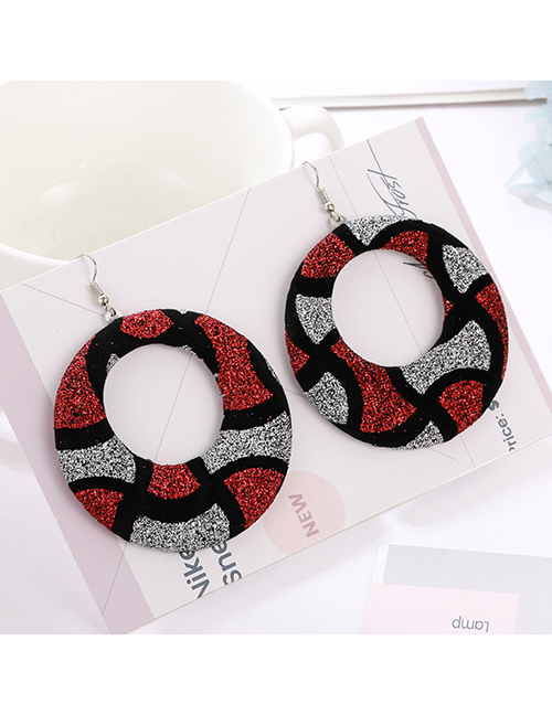 Bohemia Red Stripe Pattern Design Hollow Out Earrings