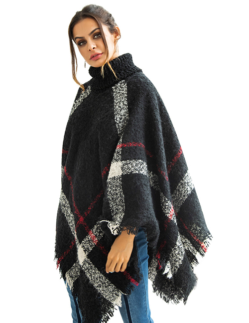 Fashion Black Tassel Decorated Irregular Shape Sweater