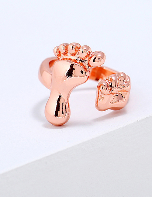 Fashion Rose Gold Foot Shape Design Pure Color Ring
