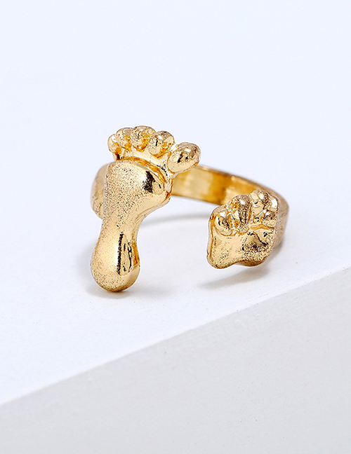 Fashion Gold Color Foot Shape Design Pure Color Ring