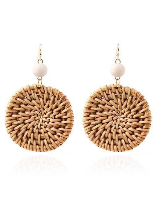 Fashion Brown Round Shape Design Pure Color Earrings