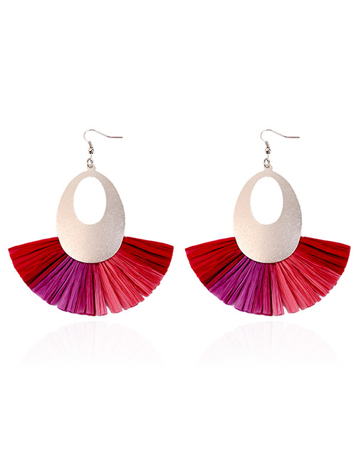 Fashion Multi-color Hollow Out Design Oval Shape Earrings