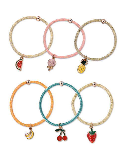 Fashion Multi-color Fruits Pendant Decorated Hair Band(6pcs)