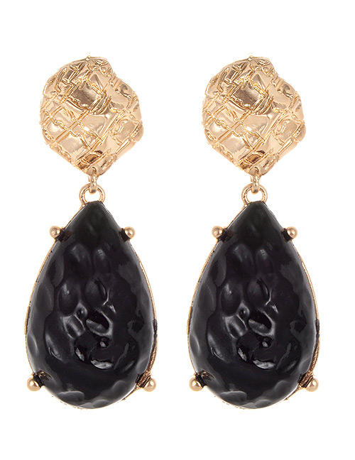 Fashion Black Waterdrop Shape Decorated Earrings