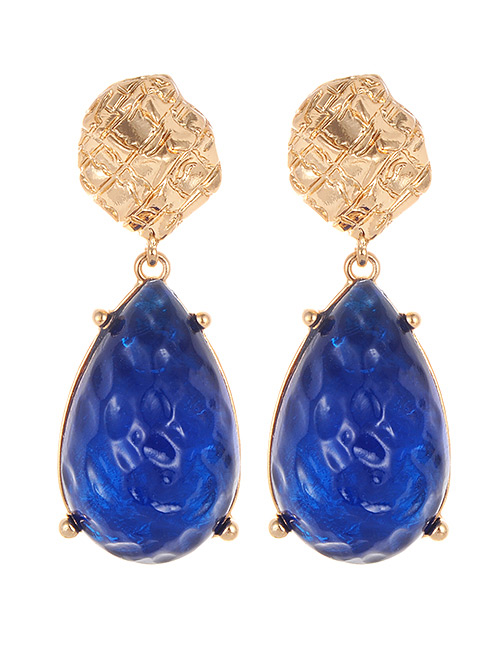 Fashion Blue Waterdrop Shape Decorated Earrings