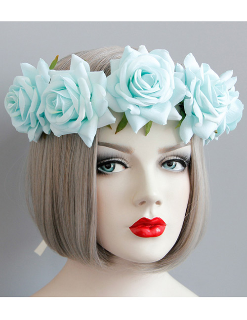 Fashion Light Blue Flower Shape Decorated Hair Accessories