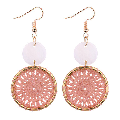 Fashion Pink Round Shape Decorated Earrings