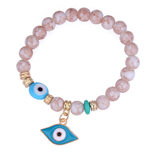 Personality White Eye Shape Pendant Decorated Beads Bracelet