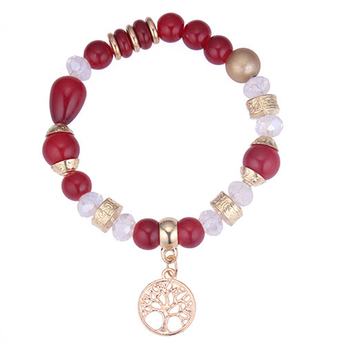 Fashion Red Hollow Out Tree Pendant Decorated Bracelet