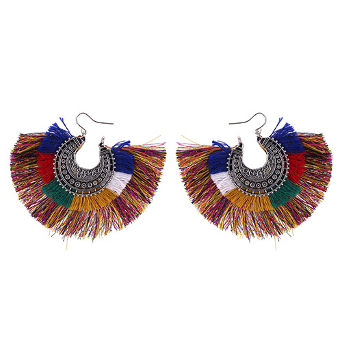 Vintage Multi-color Tassel Decorated Earrings