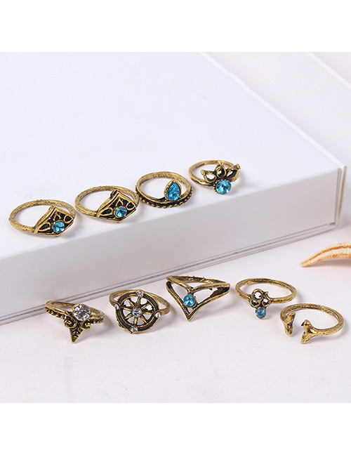 Fashion Gold Color Geometric Shape Decorated Rings Sets