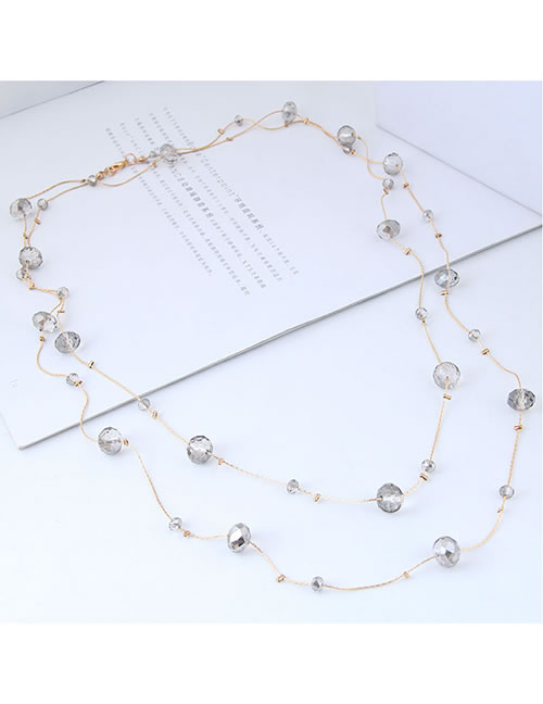 Fashion Gray Pure Color Decorated Double Layer Necklace