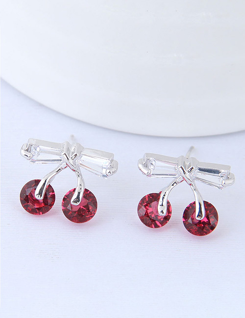 Fashion Pink Cherry Shape Decorated Earrings