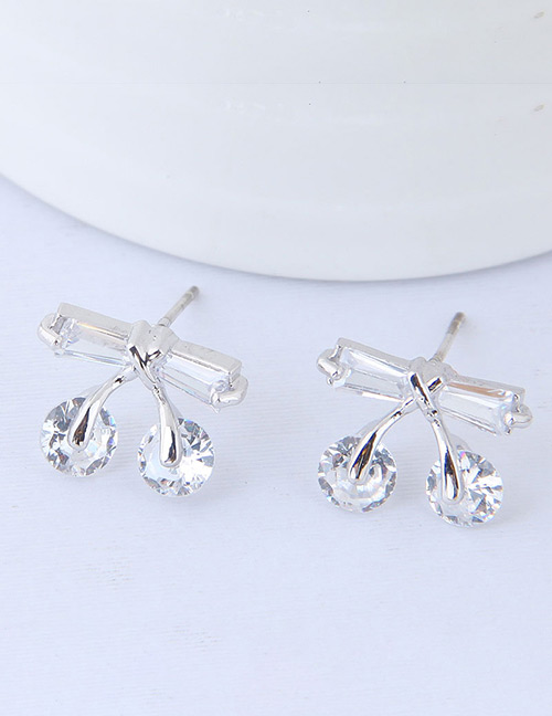 Fashion White Cherry Shape Decorated Earrings