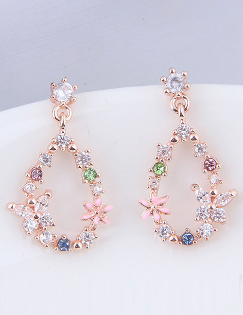 Fashion Rose Gold Waterdrop Shape Design Earrings