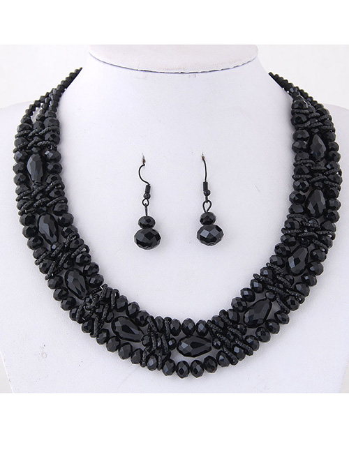 Simple Black Pure Color Decorated Jewelry Set
