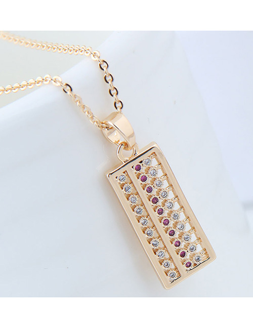 Elegant Gold Color Abacus Pendant Decorated Necklace