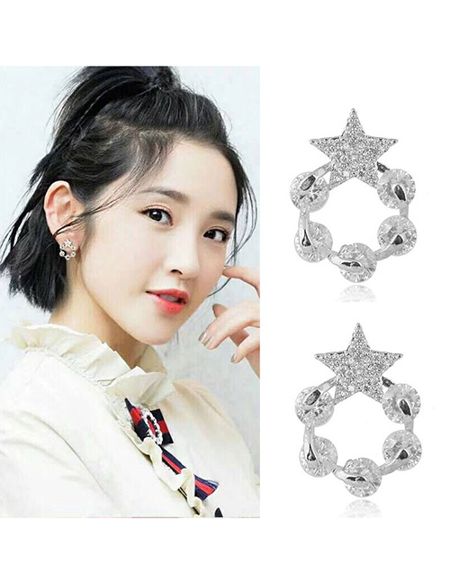 Fashion Silver Color Star Shape Design Pure Color Earrings