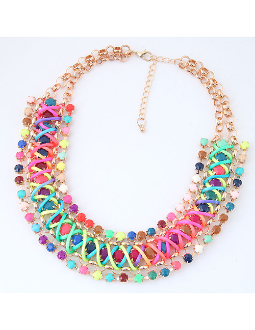 Fashion Multi-color Color-matching Decorated Necklace