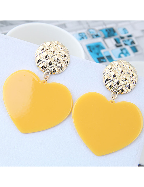 Fashion Yellow Heart Shape Decorated Earrings