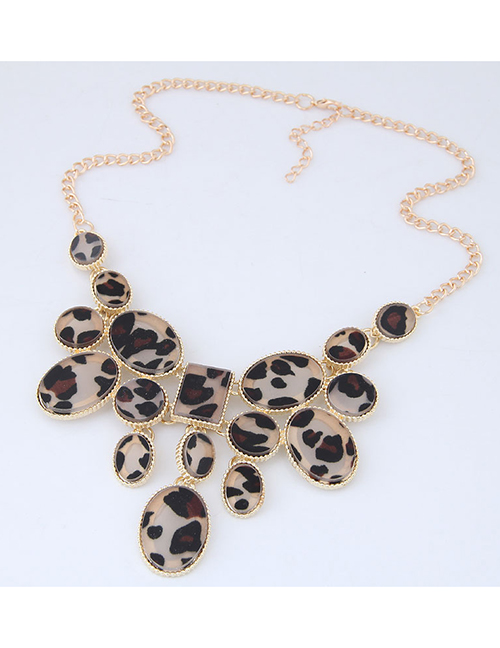 Elegant Brown Leopard Pattern Decorated Necklace