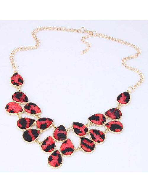 Elegant Red Leopard Pattern Decorated Necklace