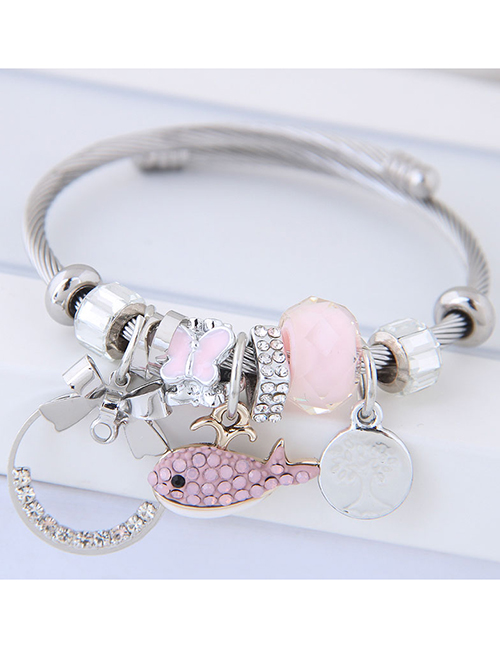 Fashion Pink Fish Shape Decorated Multi-element Bracelet