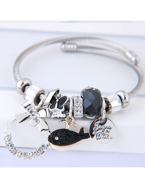 Fashion Black Fish Shape Decorated Multi-element Bracelet