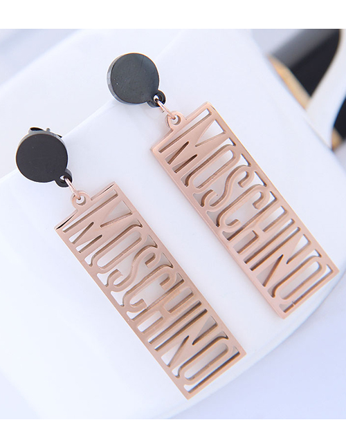 Fashion Rose Gold Hollow Out Design Letter Pattern Earrings