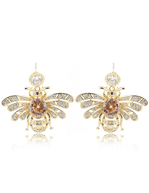 Simple Gold Color Bee Shape Decorated Earrings