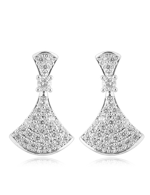 Simple Silver Color Full Diamond Decorated Earrings