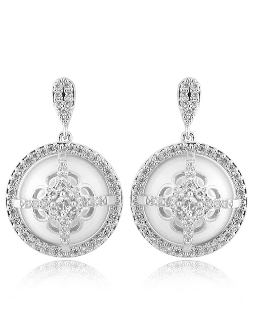 Simple Silver Color Flower Shape Decorated Earrings