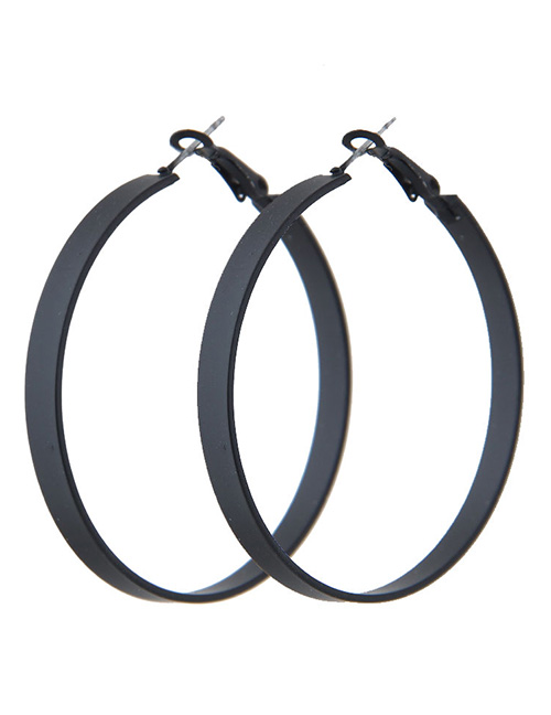 Simple Black Circular Ring Shape Decorated Earrings