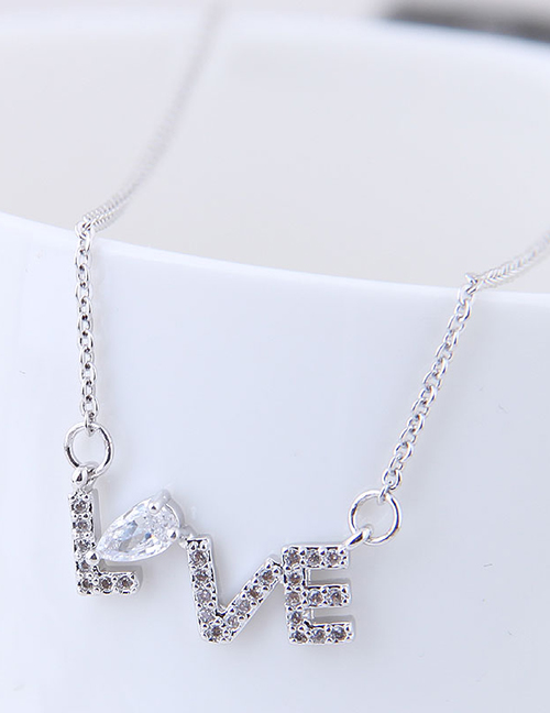 Sweet Silver Color Letter Love Pendant Decorated Necklace
