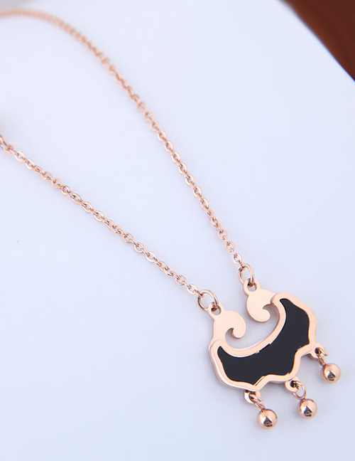 Sweet Gold Color Longevity Lock Pendant Decorated Necklace