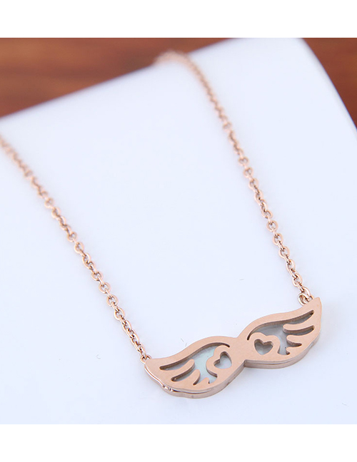 Sweet Gold Color Wings Pendant Decorated Necklace