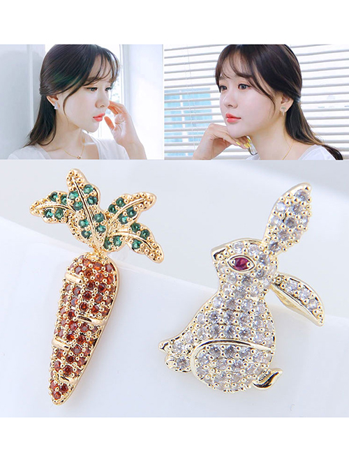 Sweet Gold Color Rabbit&radish Decorated Earrings