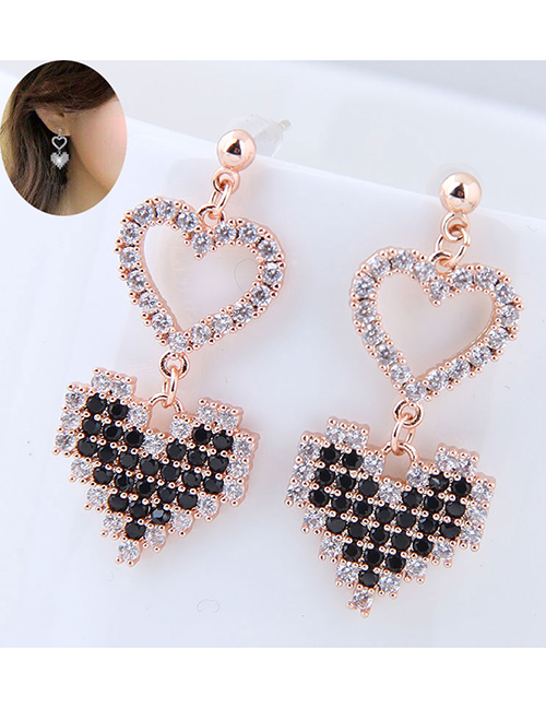 Sweet Rose Gold Double Heart Shape Design Earrings