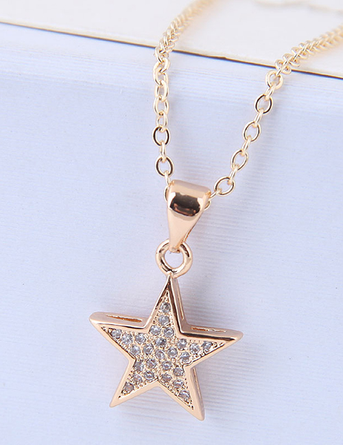 Elegant Gold Color Star Shape Decorated Necklace