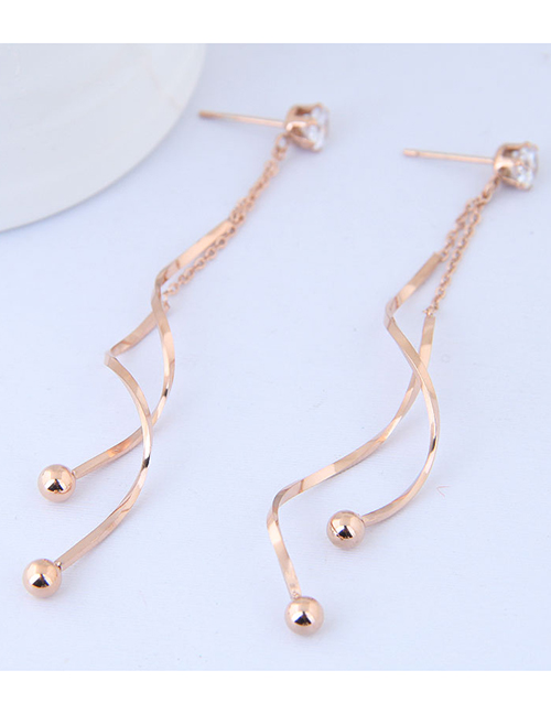 Elegant Rose Gold Balls Decorated Pure Color Earrings