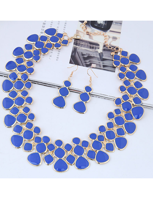 Fashion Blue Full Diamond Decorated Jewelry Set