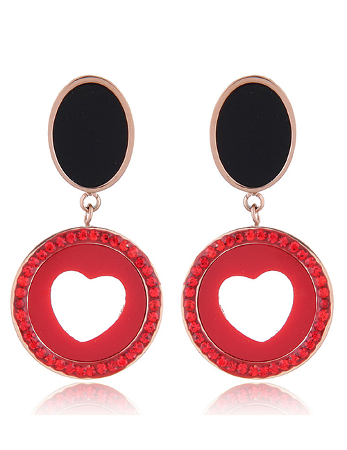 Fashion Red Hollow Out Design Round Shape Earrings
