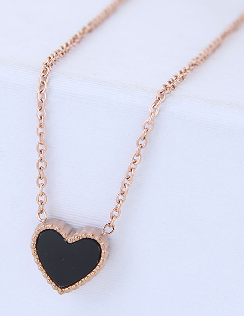 Fashion Rose Gold+black Heart Shape Decorated Necklace