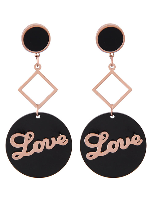 Fashion Rose Gold Letter Pattern Decorted Earrings